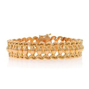 Yellow Gold Woven Rope Link Bracelet 7 1/4" - 18k Textured